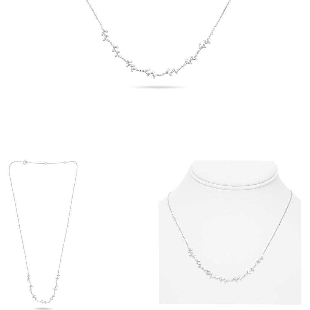 Roman & Jules - 14K White Gold Necklace with 0.34 Carat Round Diamond Pave Setting