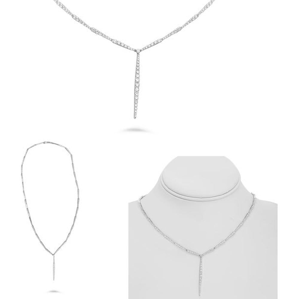 Roman & Jules - 14K White Gold Necklace with 2.78 Carat Round Diamonds - Brilliant & Timeless Design