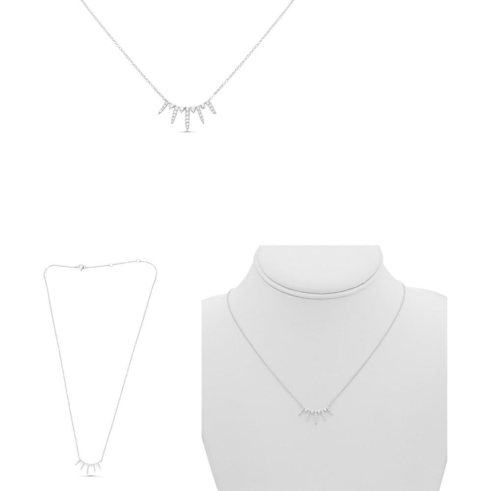 Roman & Jules - 14K White Gold Necklace with Round Diamonds - 0.28 Carat Total Diamond Weight