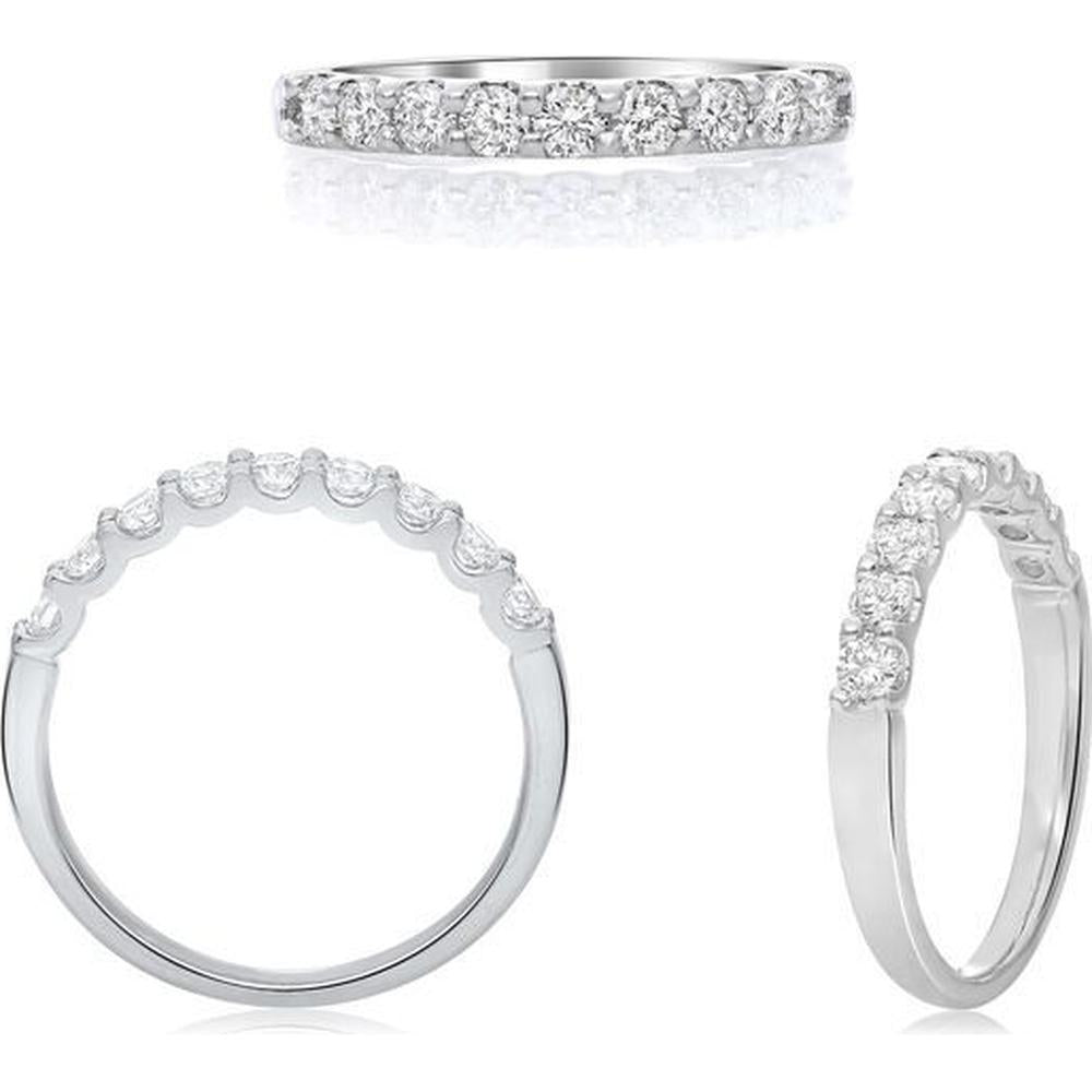 Roman & Jules - 14K White Gold Nine Stone Diamond Band with Shared-Prong Setting - 0.45 Carat Total Diamond Weight