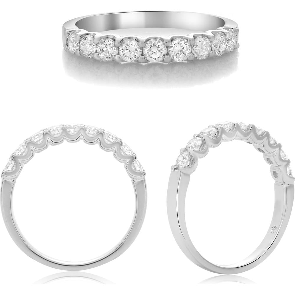 Roman & Jules - 14K White Gold Nine Stone Diamond Wedding Band - 0.63 Carat Total Diamond Weight