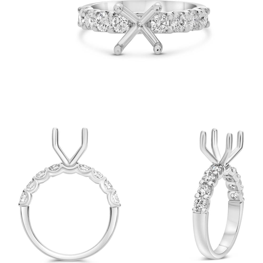 Roman & Jules - 14K White Gold Nine-Stone Round Diamond Wedding Band - 0.85 Carat Total Diamond Weight