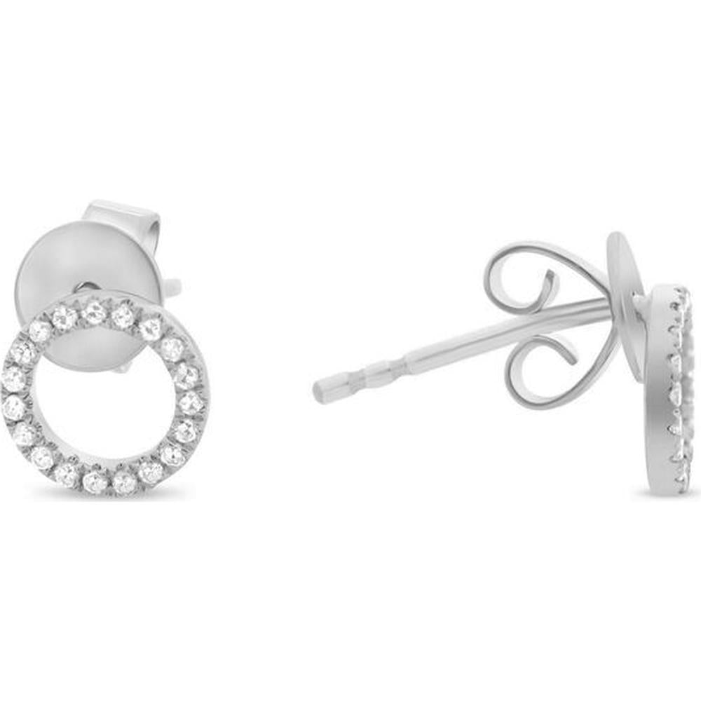 Roman & Jules - 14K White Gold Open Circle Stud Earrings with Round Diamonds - 0.10 Carat Total Diamond Weight