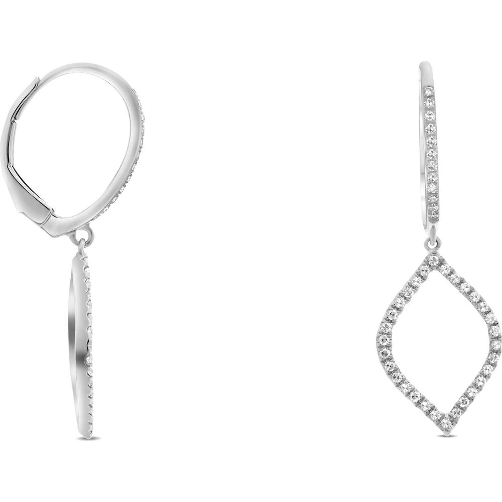 Roman & Jules - 14K White Gold Open Leaf Diamond Pave Earrings - 0.26 Carat Total Diamond Weight