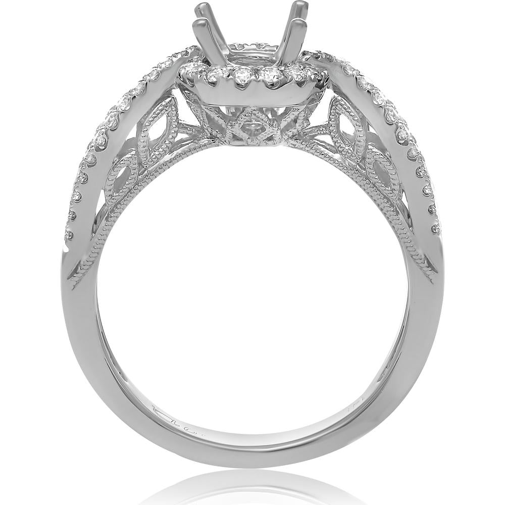 Roman & Jules - 14K White Gold Open Shank Engagement Setting with 0.37 Carat Round Diamonds