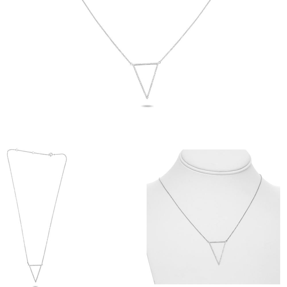 Roman & Jules - 14K White Gold Open Triangle Pave Necklace with 0.21 Carat Round Diamonds