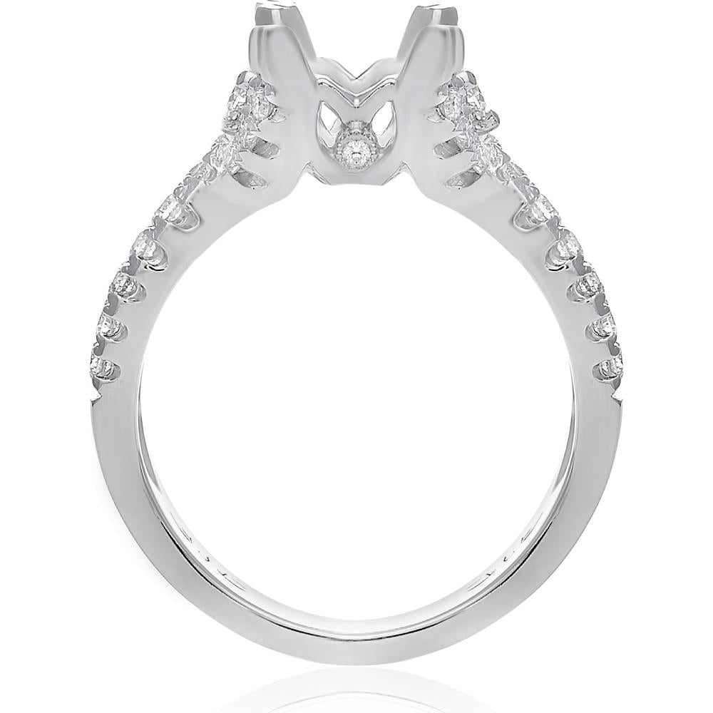 Roman & Jules - 14K White Gold Overlapping Pave Shank Engagement Setting with 0.53 Carat Round Diamonds