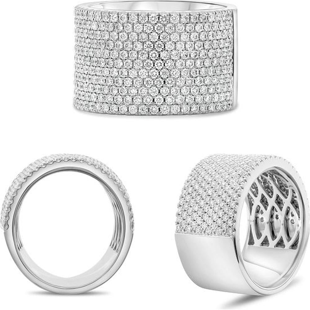 Roman & Jules - 14K White Gold Pave Band with Round Brilliant Diamonds - 1.67 Carat Total Diamond Weight