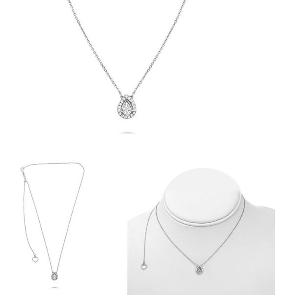 Roman & Jules - 14K White Gold Pave Diamond Halo Semi-Mount Necklace - Customizable Center Stone