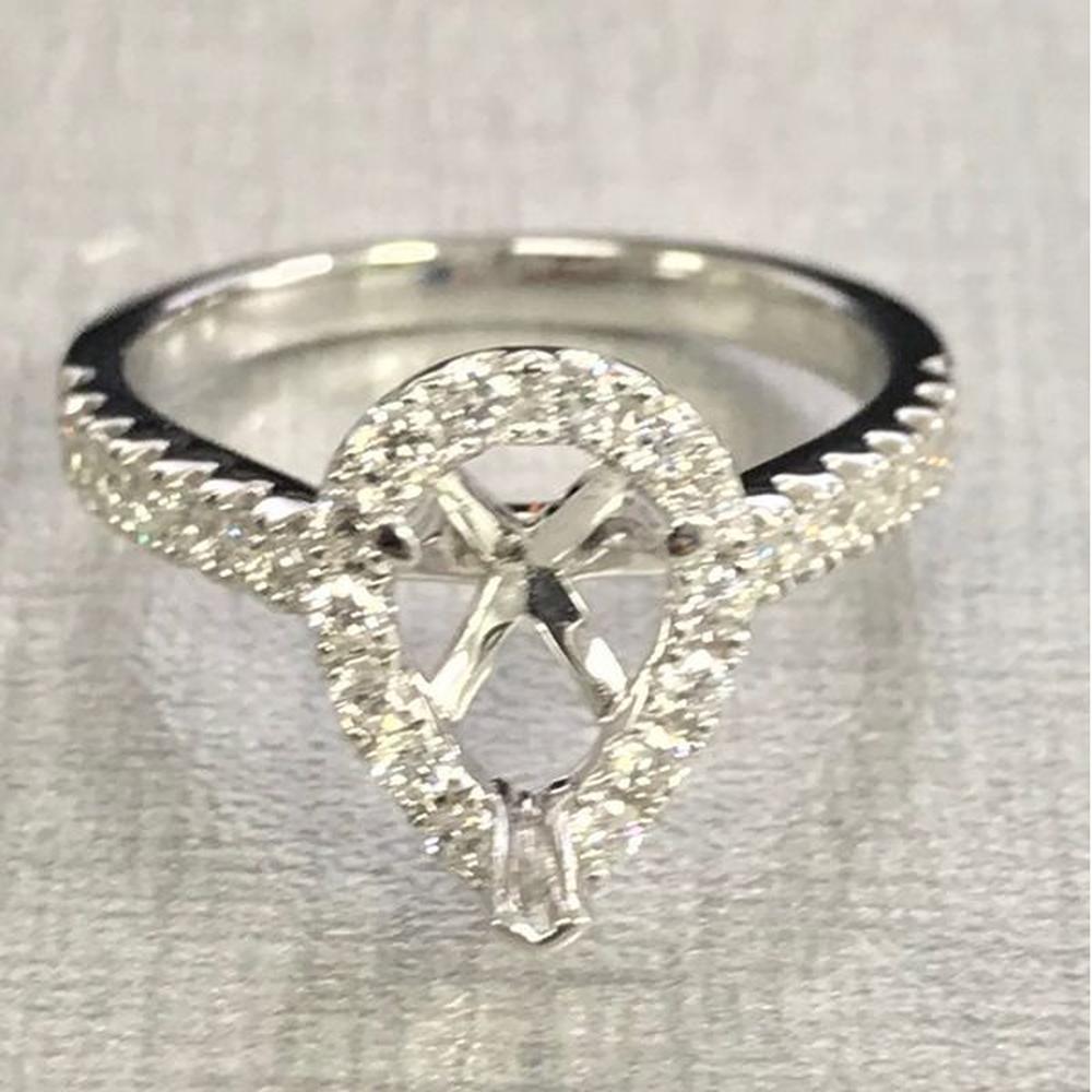 Roman & Jules - 14K White Gold Pear Shape Pink Sapphire Ring with Diamond Halo - 1.54 Carat Total Gem Weight