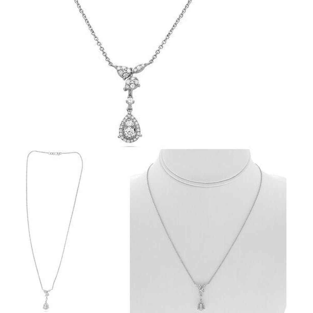 Roman & Jules - 14K White Gold Pear-Shaped Cluster Diamond Necklace - 0.40 Carat Total Diamond Weight