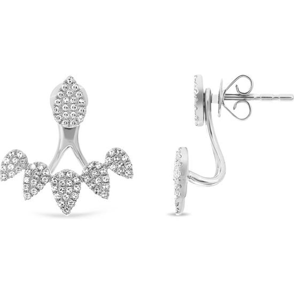 Roman & Jules - 14K White Gold Pear-Shaped Diamond Earrings with Micropavé Cluster - 0.38 Carat Total Diamond Weight