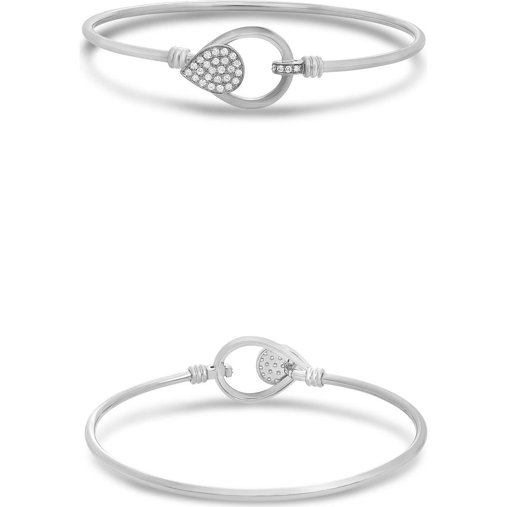 Roman & Jules - 14K White Gold Pear-Shaped Pavé Round Diamond Bangle - 0.19 Carat Total Diamond Weight