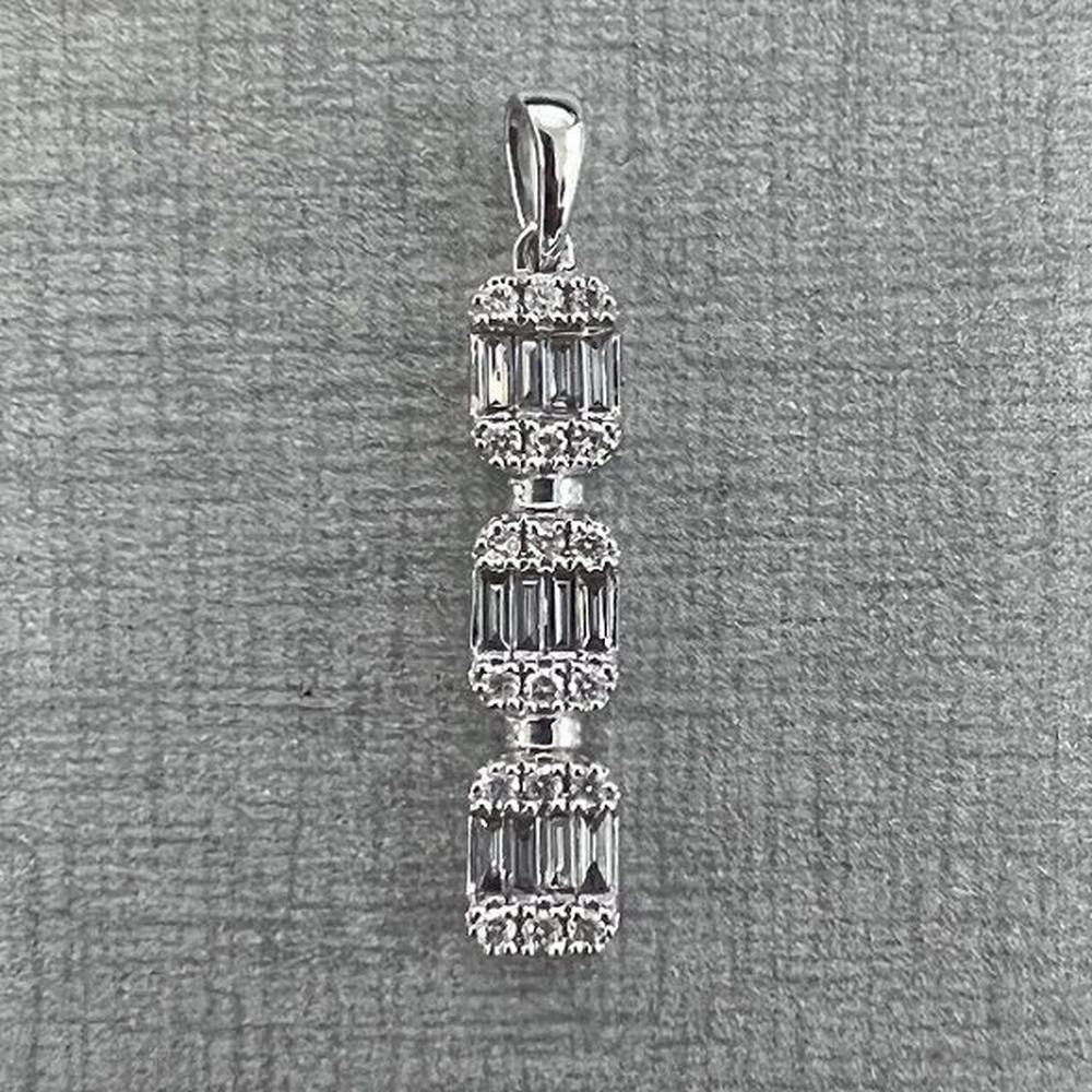 Roman & Jules - 14K White Gold Pendant with Round and Baguette Diamonds - 0.31 Carat Total Diamond Weight