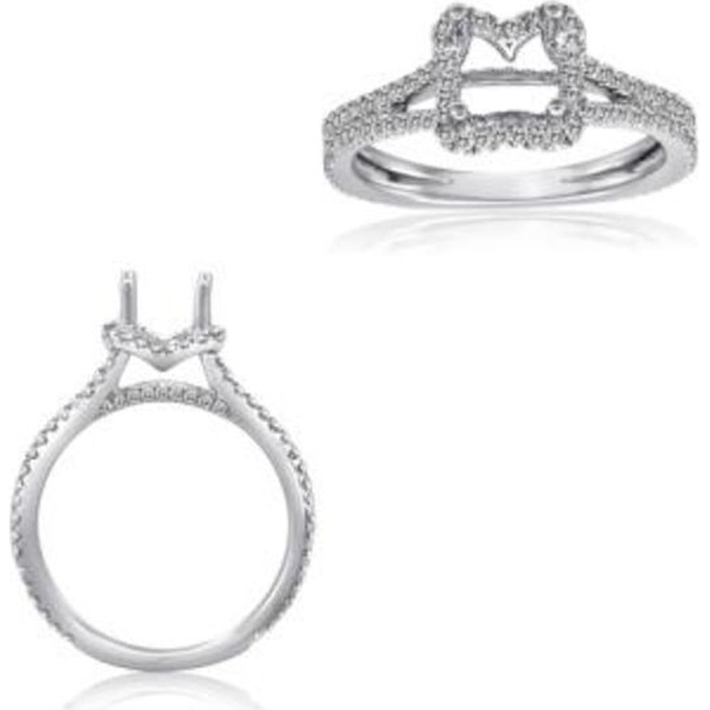 Roman & Jules - 14K White Gold Princess Cut Halo Diamond Ring with 0.35 Carat Round Diamond Center Stone