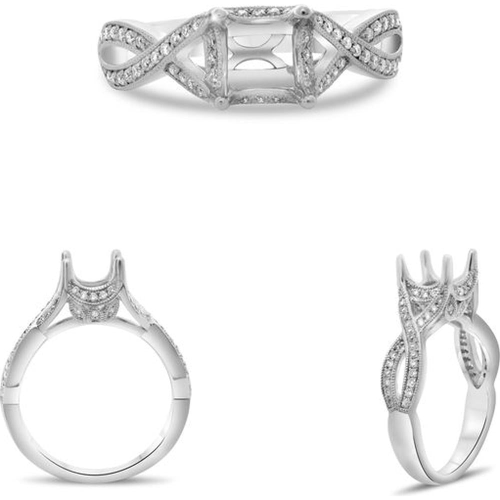 Roman & Jules - 14K White Gold Radiant Twist Diamond Ring - 0.28 Carat Total Diamond Weight
