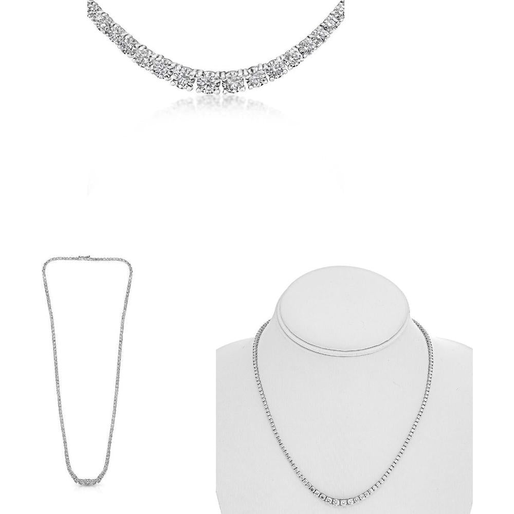 Roman & Jules - 14K White Gold Riviera Necklace with 9.00 Carat Total Round Diamonds