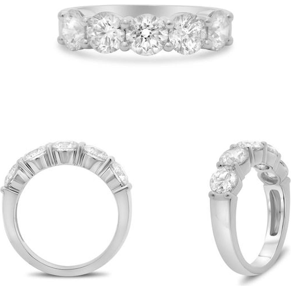 Roman & Jules - 14K White Gold Round Diamond Band Ring with Shared Prong Setting - 1.56 Carat Total Diamond Weight