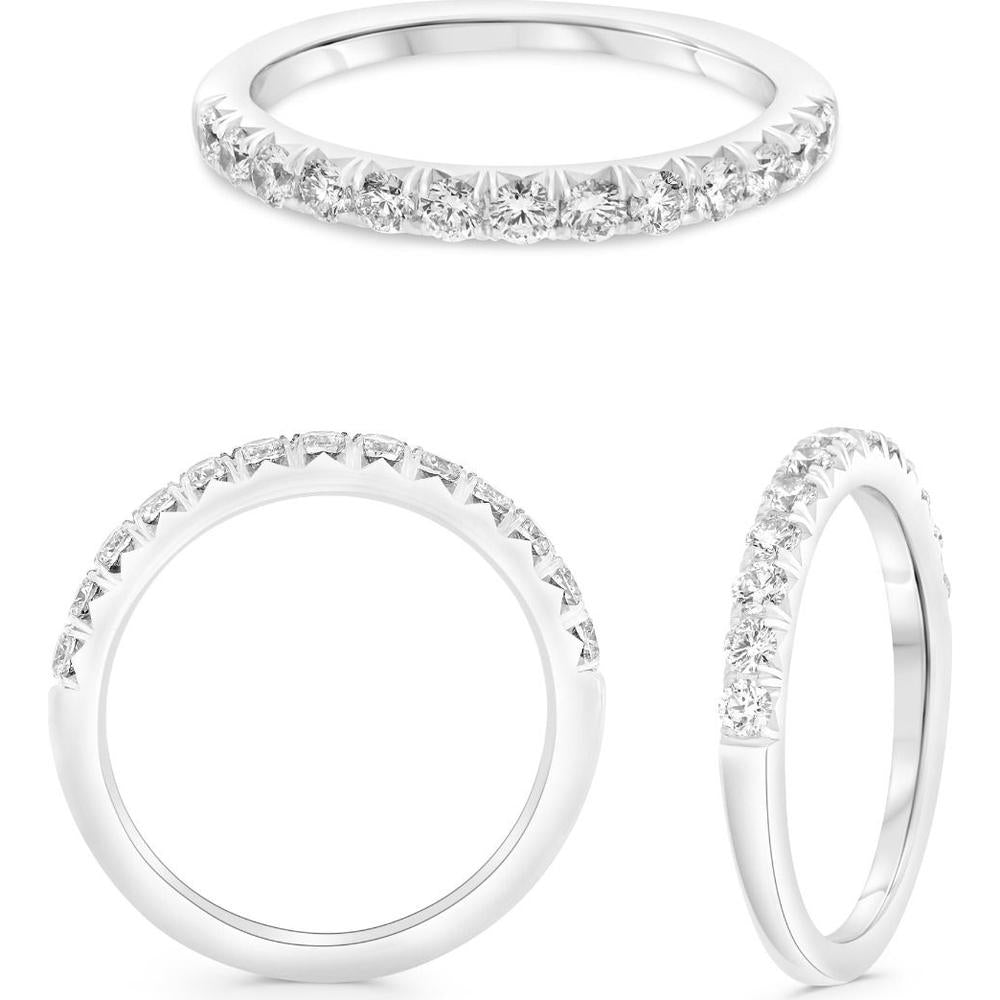 Roman & Jules - 14K White Gold Round Diamond Band with French Pave Setting - 0.50 Carat Total Diamond Weight