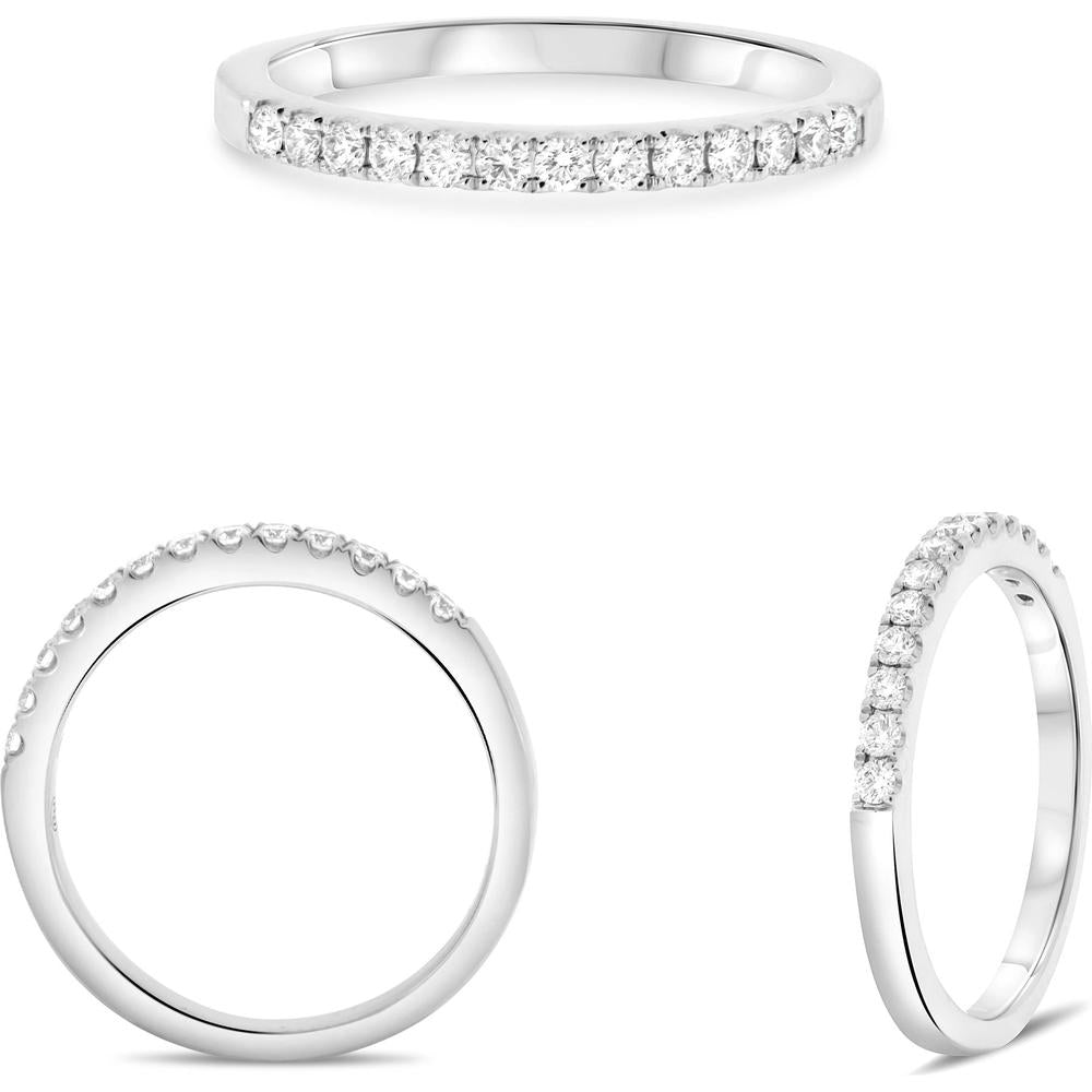 Roman & Jules - 14K White Gold Round Diamond Band with Micropavé Setting - 0.24 Carat Total Diamond Weight