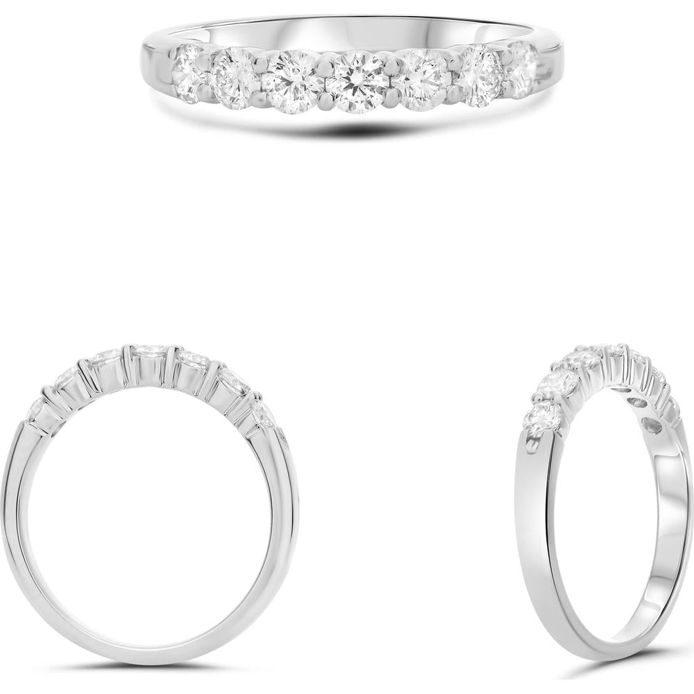 Roman & Jules - 14K White Gold Round Diamond Band with Shared Prong Setting - 0.70 Carat Total Diamond Weight