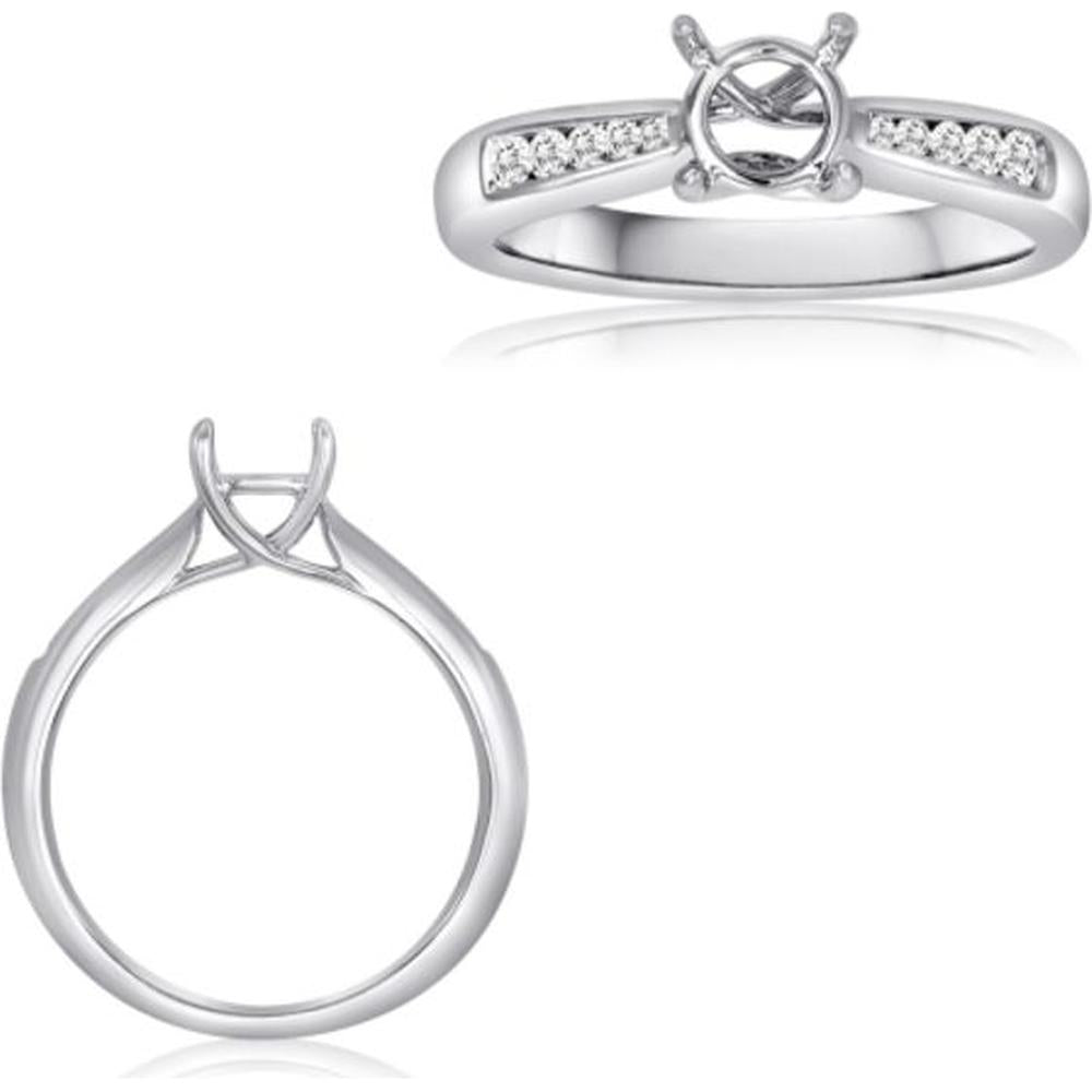 Roman & Jules - 14K White Gold Round Diamond Channel Set Ring - 0.15 Carat Total Diamond Weight