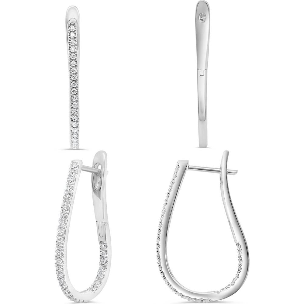 Roman & Jules - 14K White Gold Round Diamond Drop Earrings - 0.54 Carat Total Diamond Weight
