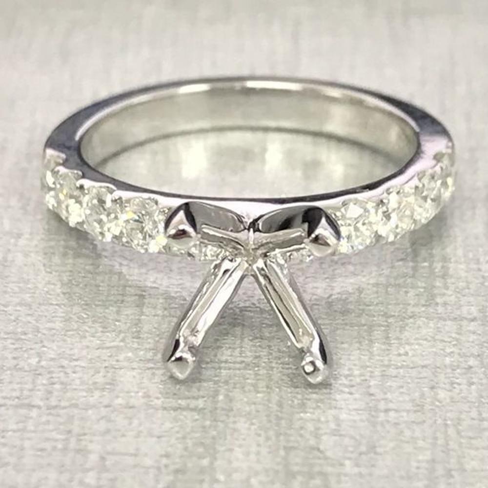 Roman & Jules - 14K White Gold Round Diamond Engagement Ring with Micropavé Setting - 0.68 Carat Total Diamond Weight