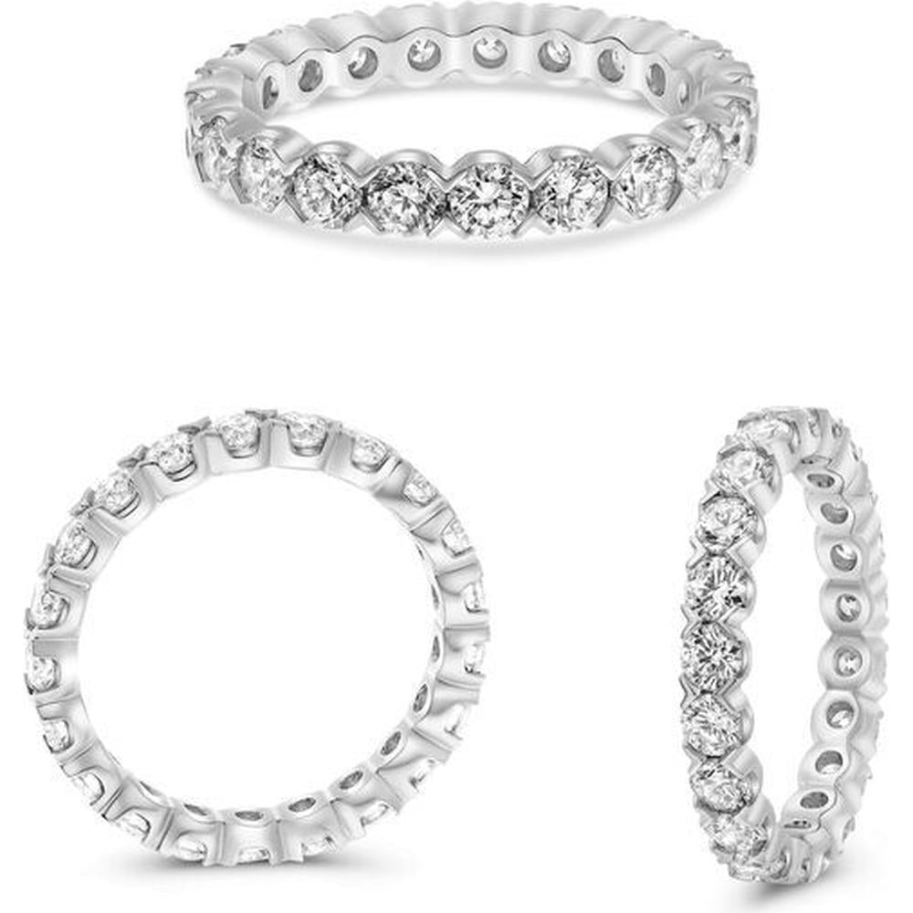 Roman & Jules - 14K White Gold Round Diamond Eternity Band with Fishtail Setting - 1.98 Carat Total Diamond Weight