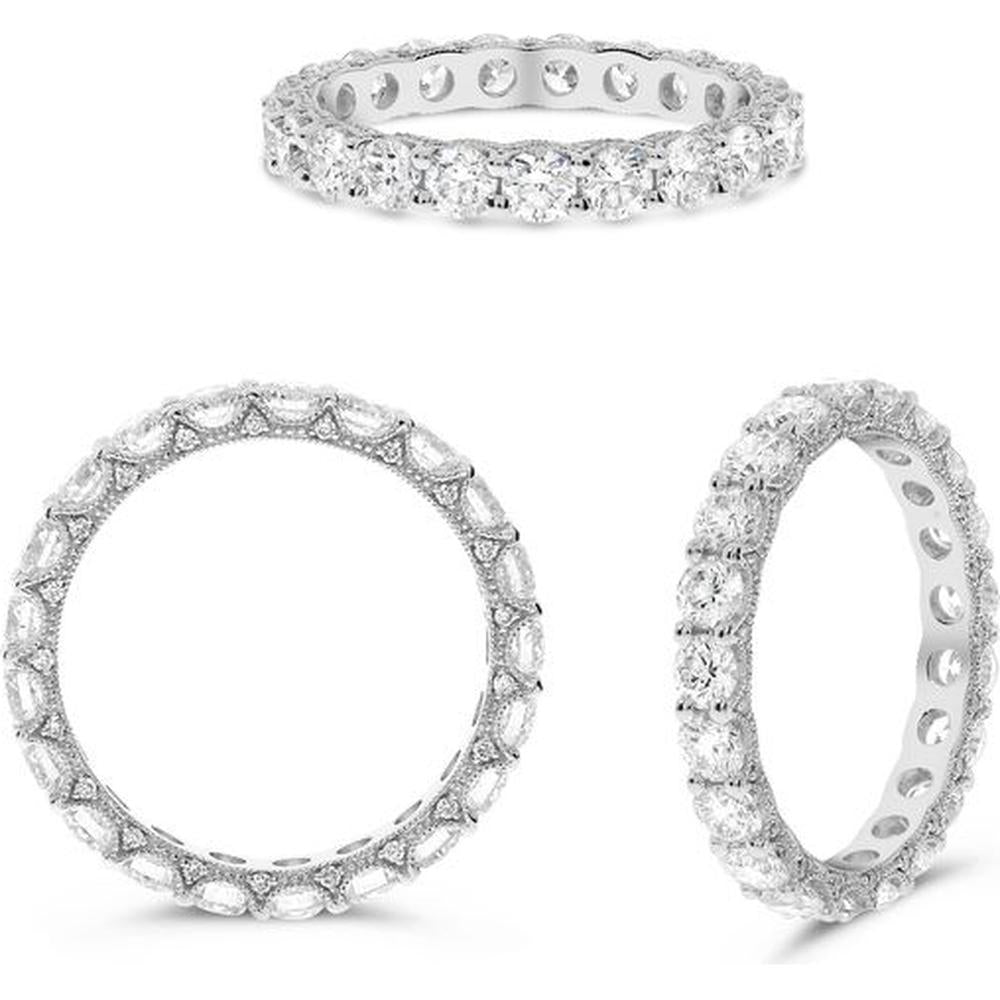 Roman & Jules - 14K White Gold Round Diamond Eternity Band with Shared Setting - 1.95 Carat Total Diamond Weight