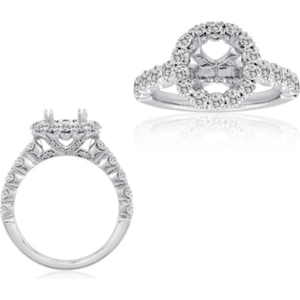 Roman & Jules - 14K White Gold Round Diamond Halo Engagement Ring - 1.25 Carat Total Diamond Weight