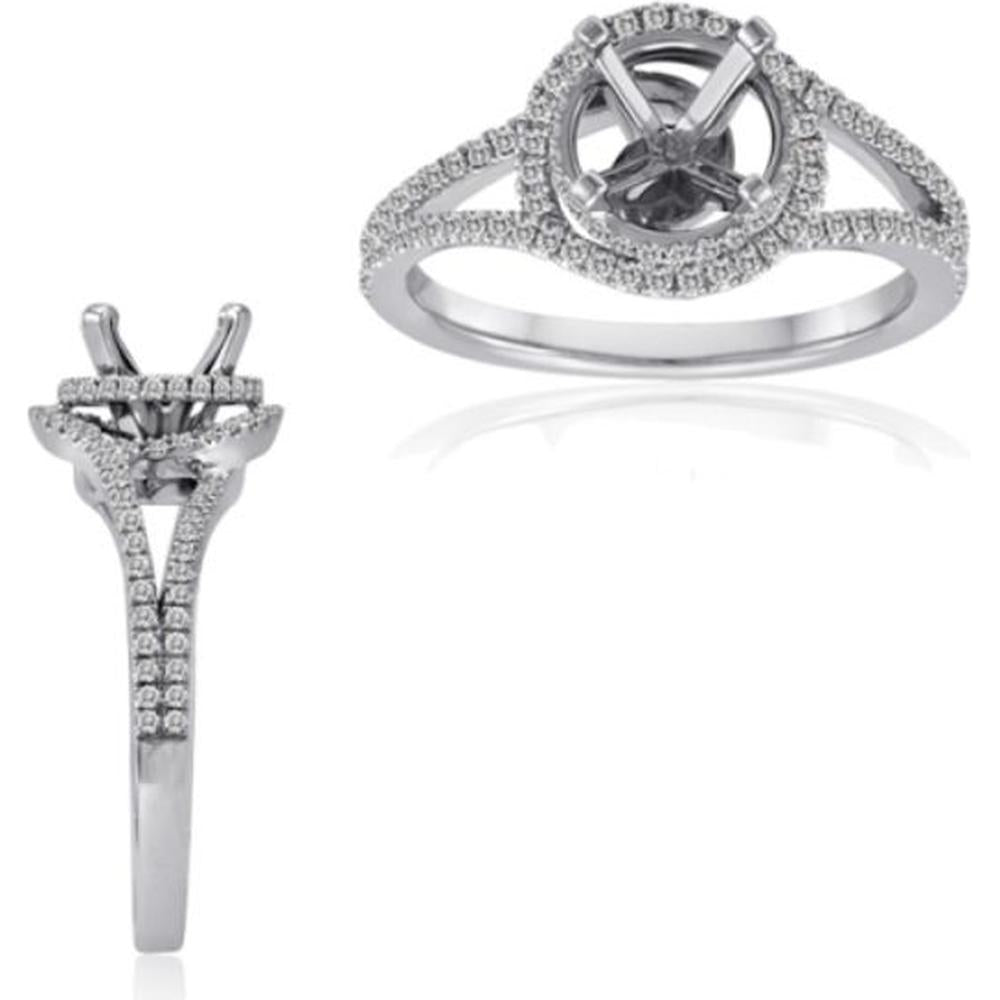 Roman & Jules - 14K White Gold Round Diamond Halo Ring - 0.35 Carat Total Diamond Weight