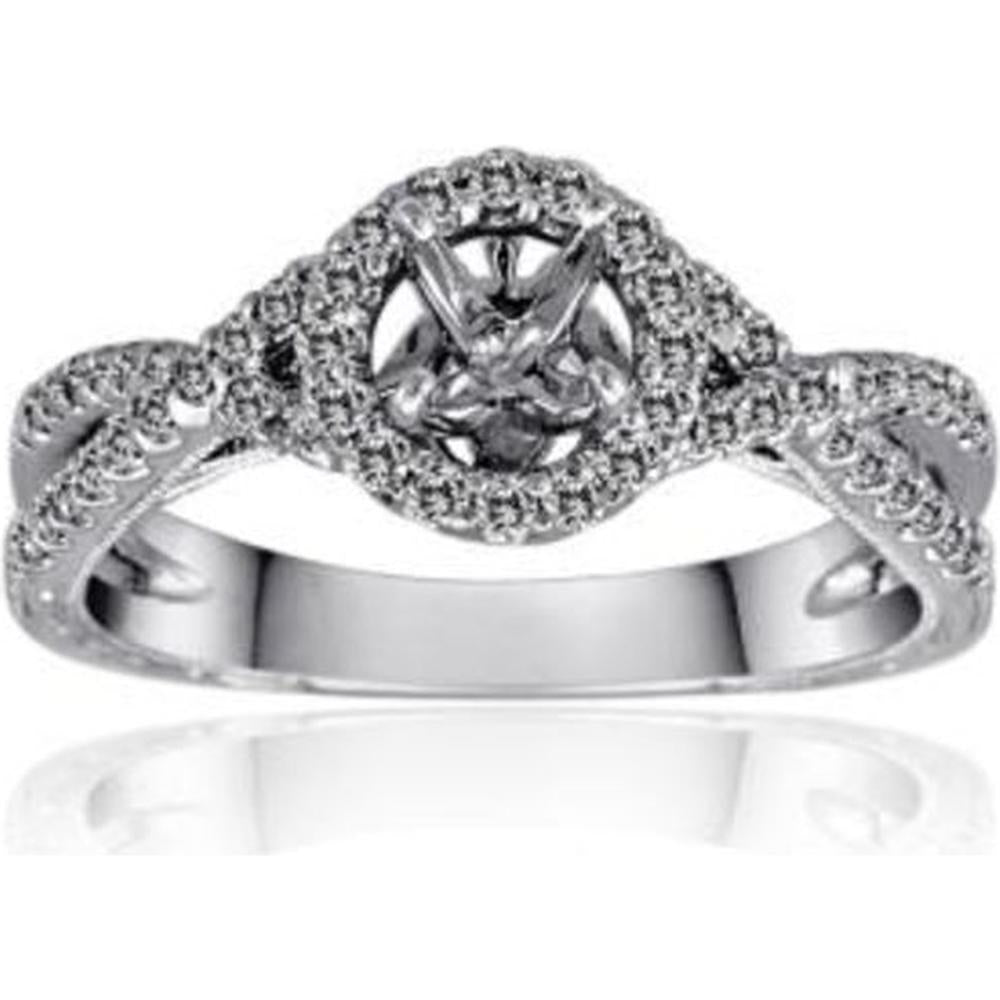 Roman & Jules - 14K White Gold Round Diamond Halo Ring - 0.36 Carat Total Diamond Weight