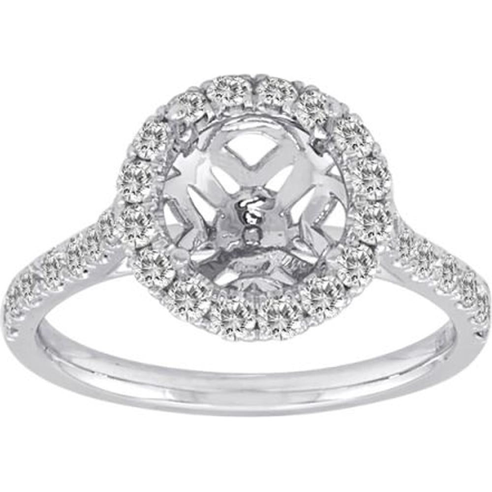 Roman & Jules - 14K White Gold Round Diamond Halo Ring - 0.68 Carat Total Diamond Weight
