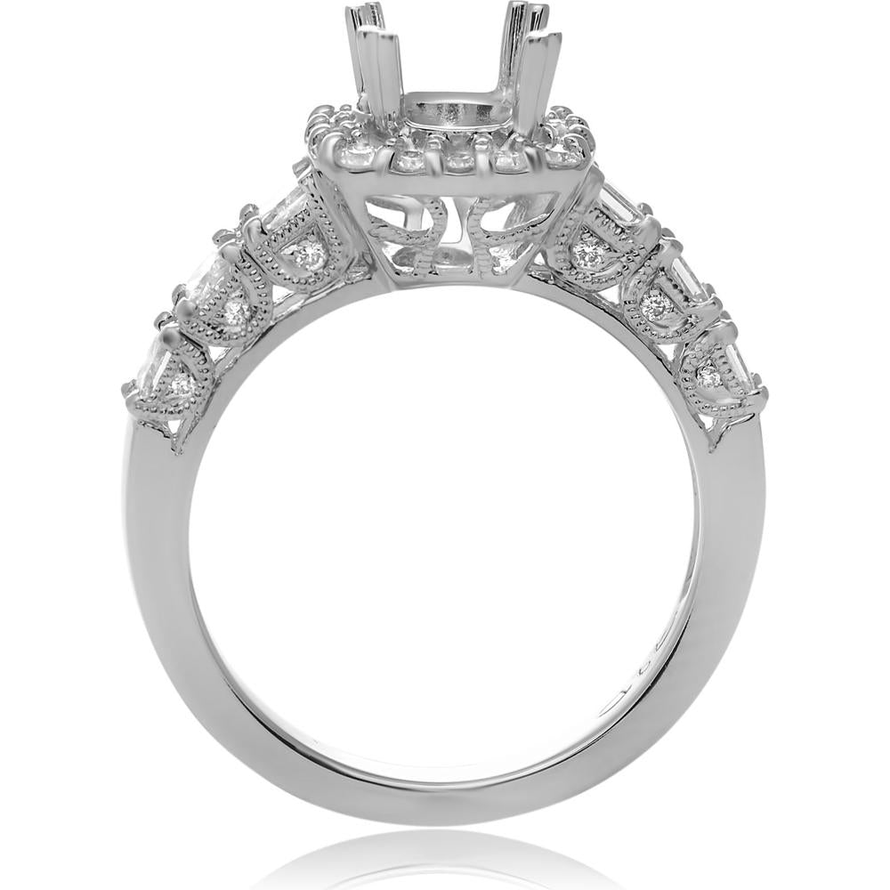 Roman & Jules - 14K White Gold Round Diamond Halo Ring - 0.70 Carat Total Diamond Weight