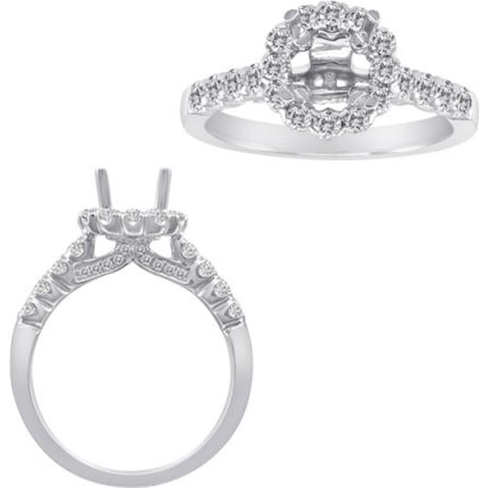 Roman & Jules - 14K White Gold Round Diamond Halo Ring - 0.78 Carat Total Diamond Weight