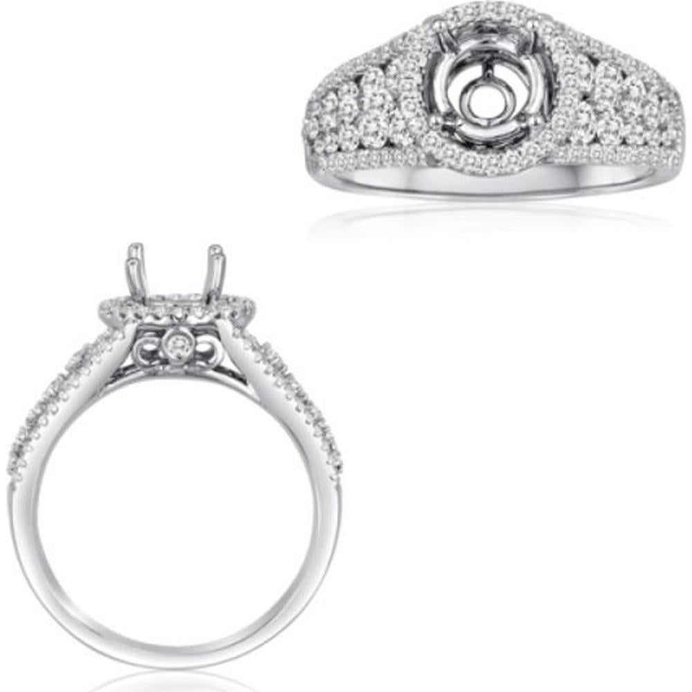 Roman & Jules - 14K White Gold Round Diamond Halo Ring - 1.04 Carat Total Diamond Weight
