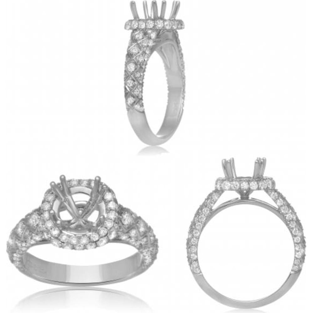 Roman & Jules - 14K White Gold Round Diamond Halo Ring - 1.09 Carat Total Diamond Weight