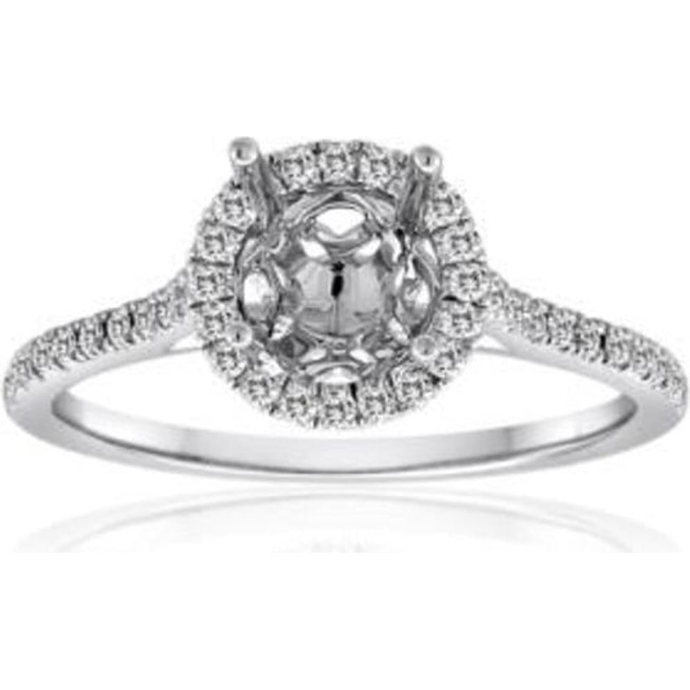 Roman & Jules - 14K White Gold Round Diamond Halo Ring with 0.28 Carat Total Diamond Weight