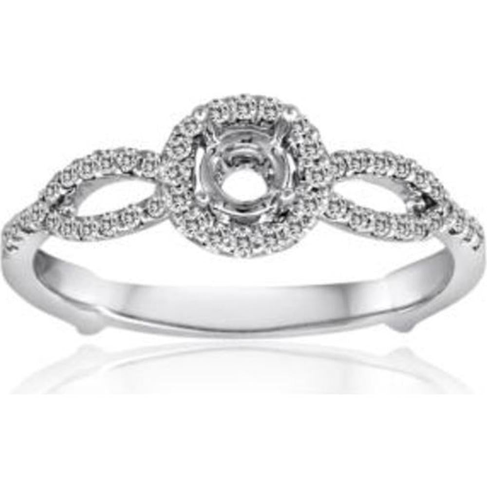Roman & Jules - 14K White Gold Round Diamond Halo Ring with Split Shank - 0.22 Carat Total Diamond Weight