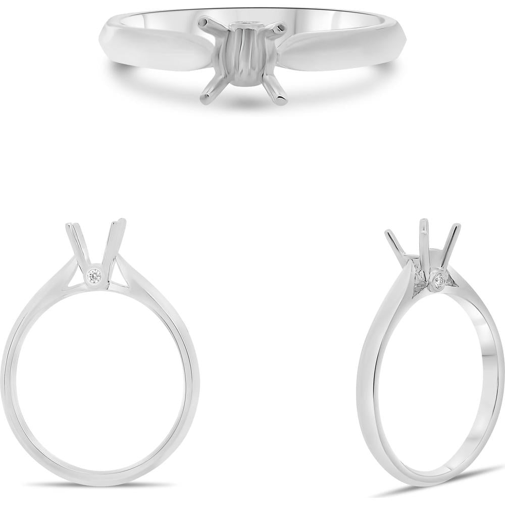 Roman & Jules - 14K White Gold Round Diamond Knife Edge Ring - 0.02 Carat Total Diamond Weight
