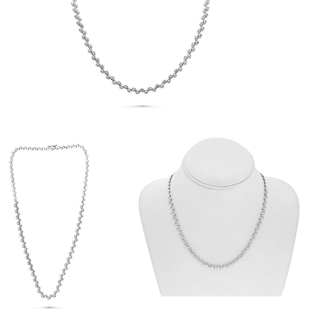 Roman & Jules - 14K White Gold Round Diamond Necklace with Illusion Setting - 2.85 Carat Total Diamond Weight