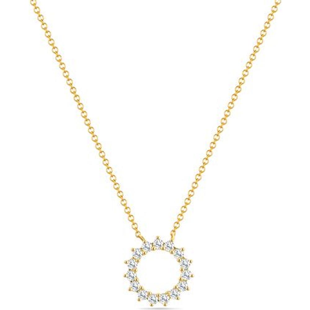 Roman & Jules - 14K White Gold Round Diamond Necklace with Shared Setting - 0.39 Carat Total Diamond Weight