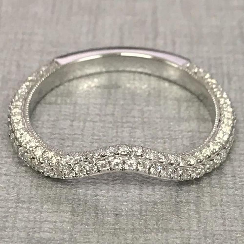 Roman & Jules - 14K White Gold Round Diamond Pave Ring - 0.31 Carat Total Diamond Weight