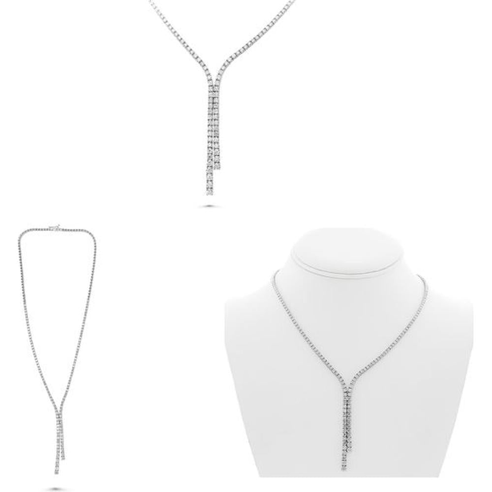 Roman & Jules - 14K White Gold Round Diamond Pendant Necklace - 8.00 Carat Total Diamond Weight