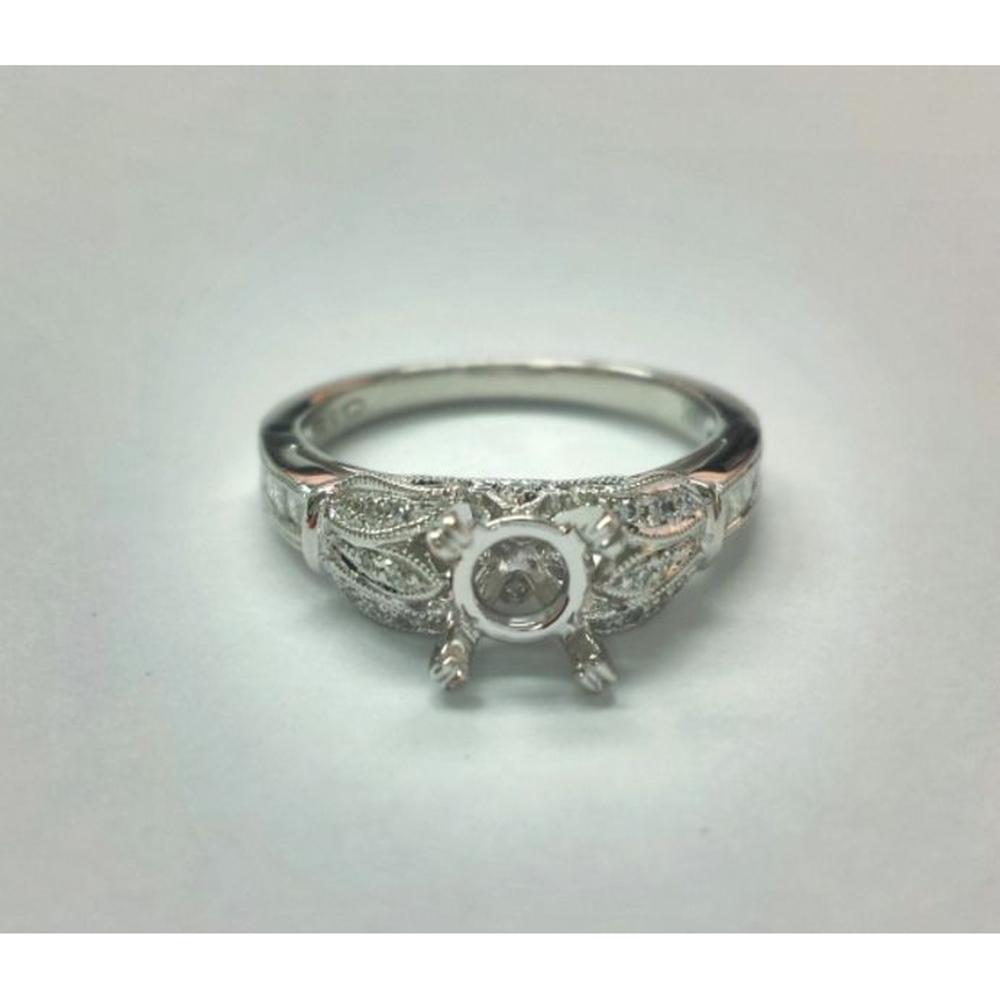 Roman & Jules - 14K White Gold Round Diamond Ring - 0.09 Carat Diamond