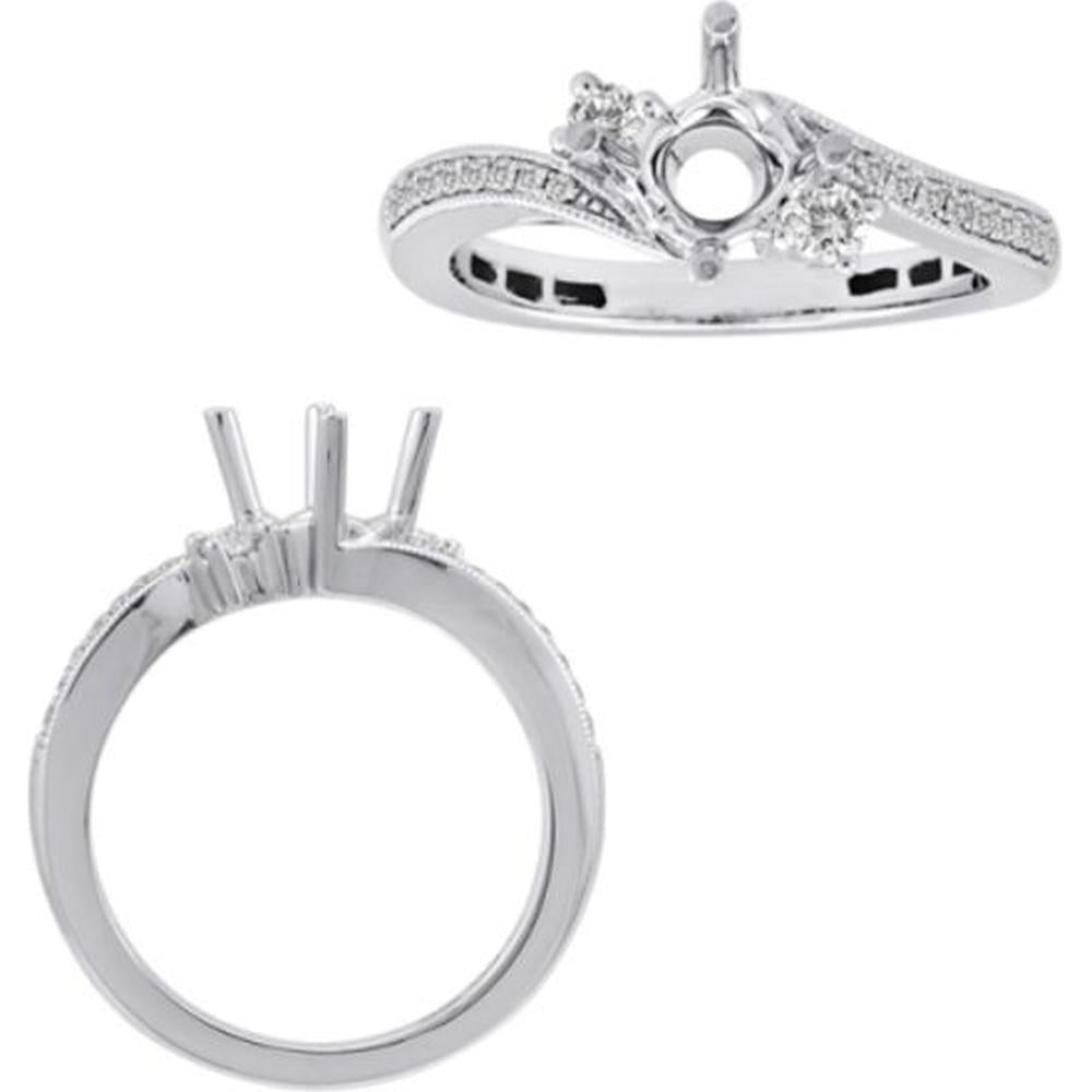 Roman & Jules - 14K White Gold Round Diamond Ring - 0.22 Carat Total Diamond Weight