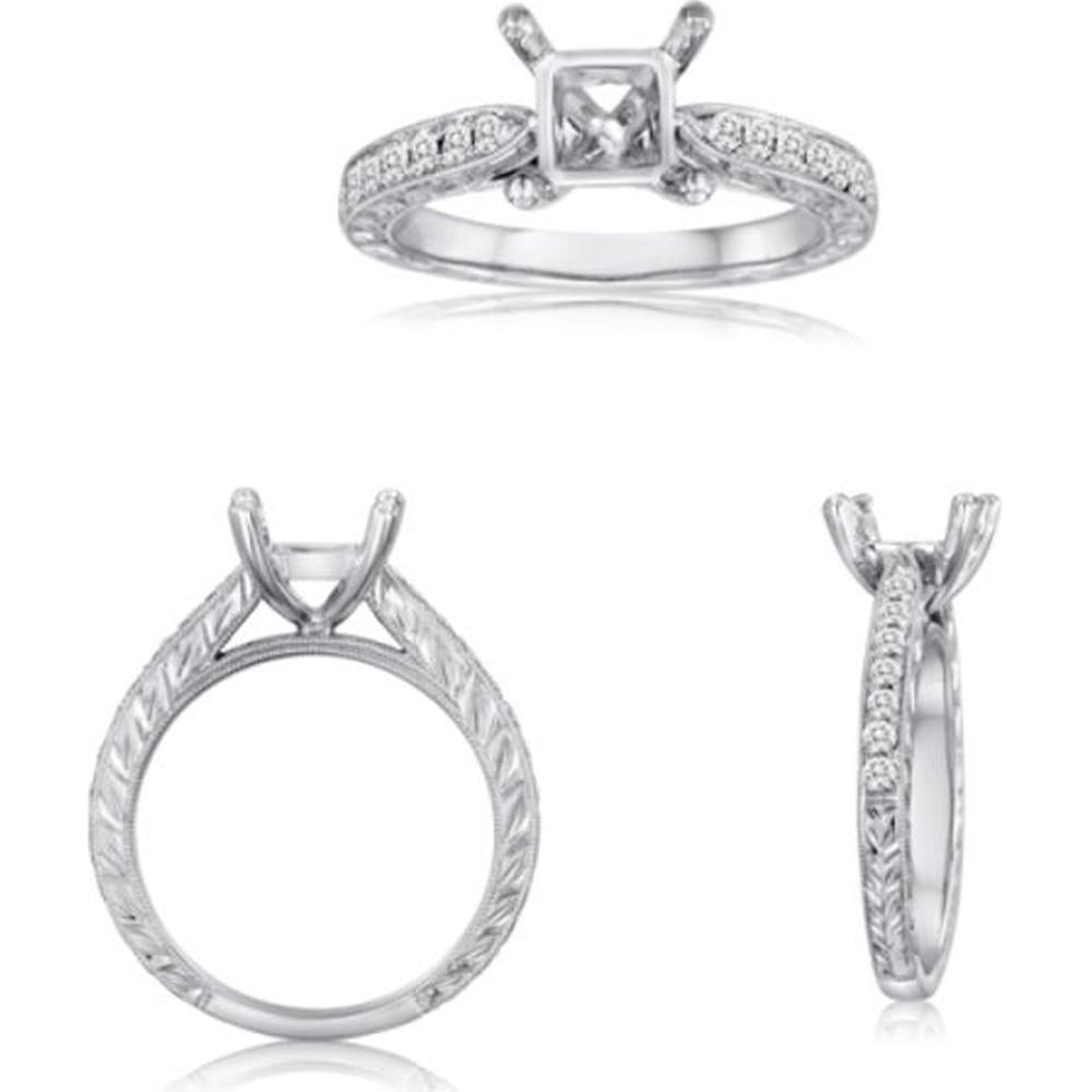 Roman & Jules - 14K White Gold Round Diamond Ring - 0.22 Carat Total Diamond Weight