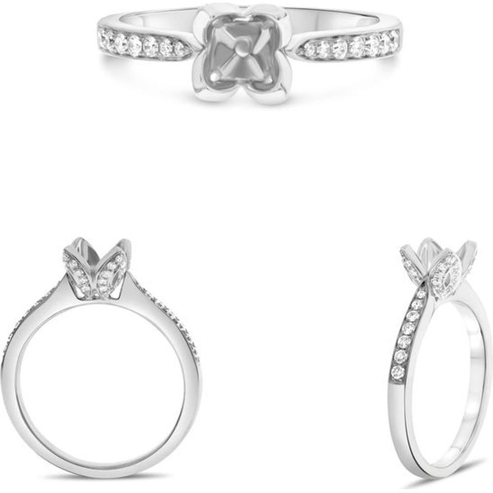 Roman & Jules - 14K White Gold Round Diamond Ring - 0.27 Carat Total Diamond Weight