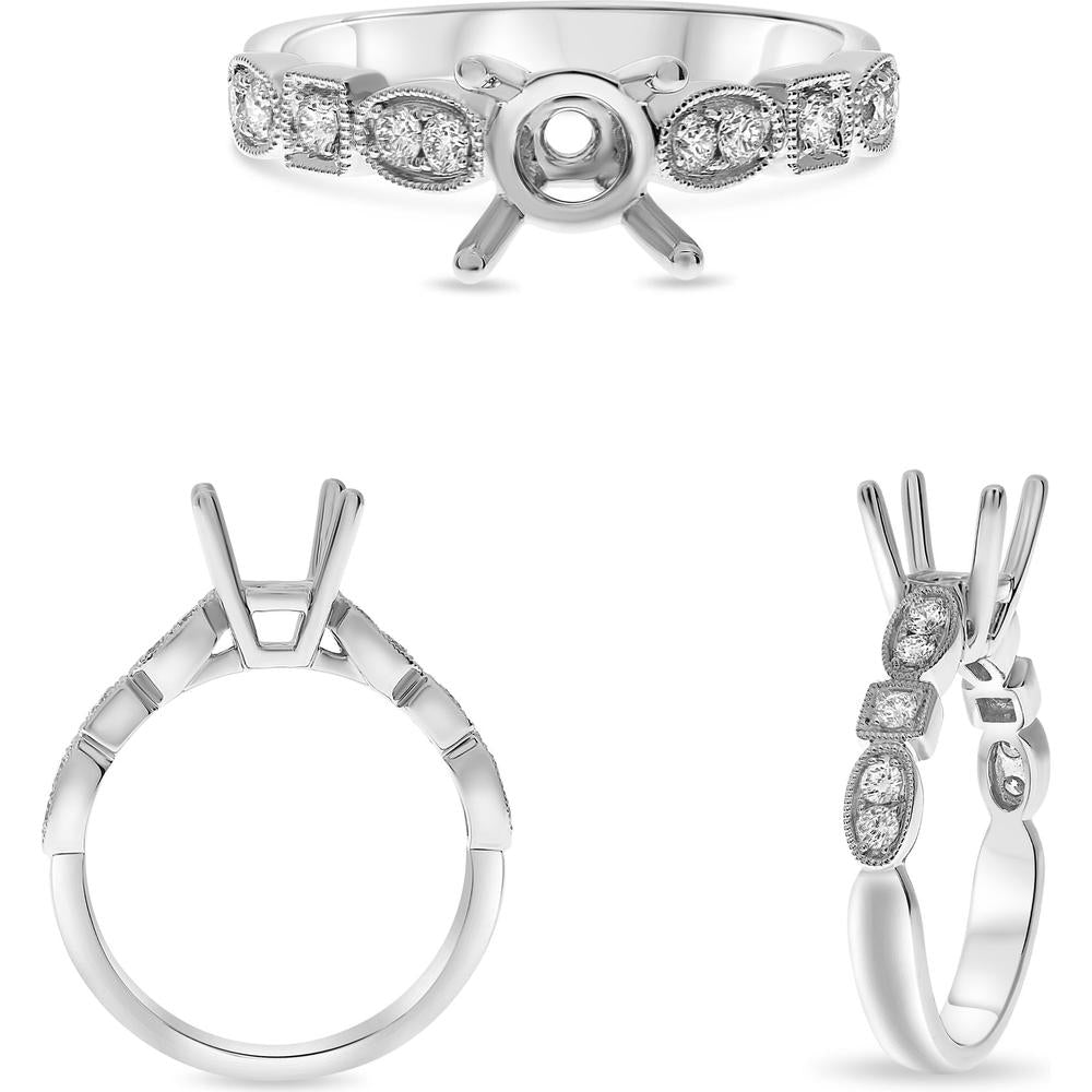 Roman & Jules - 14K White Gold Round Diamond Ring - 0.27 Carat Total Diamond Weight